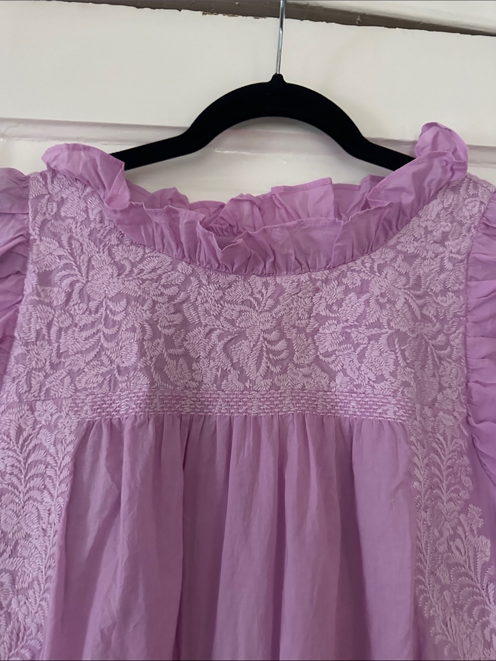 Lilac Embroidered Ruffle Mini Dress - Picture 2 of 5
